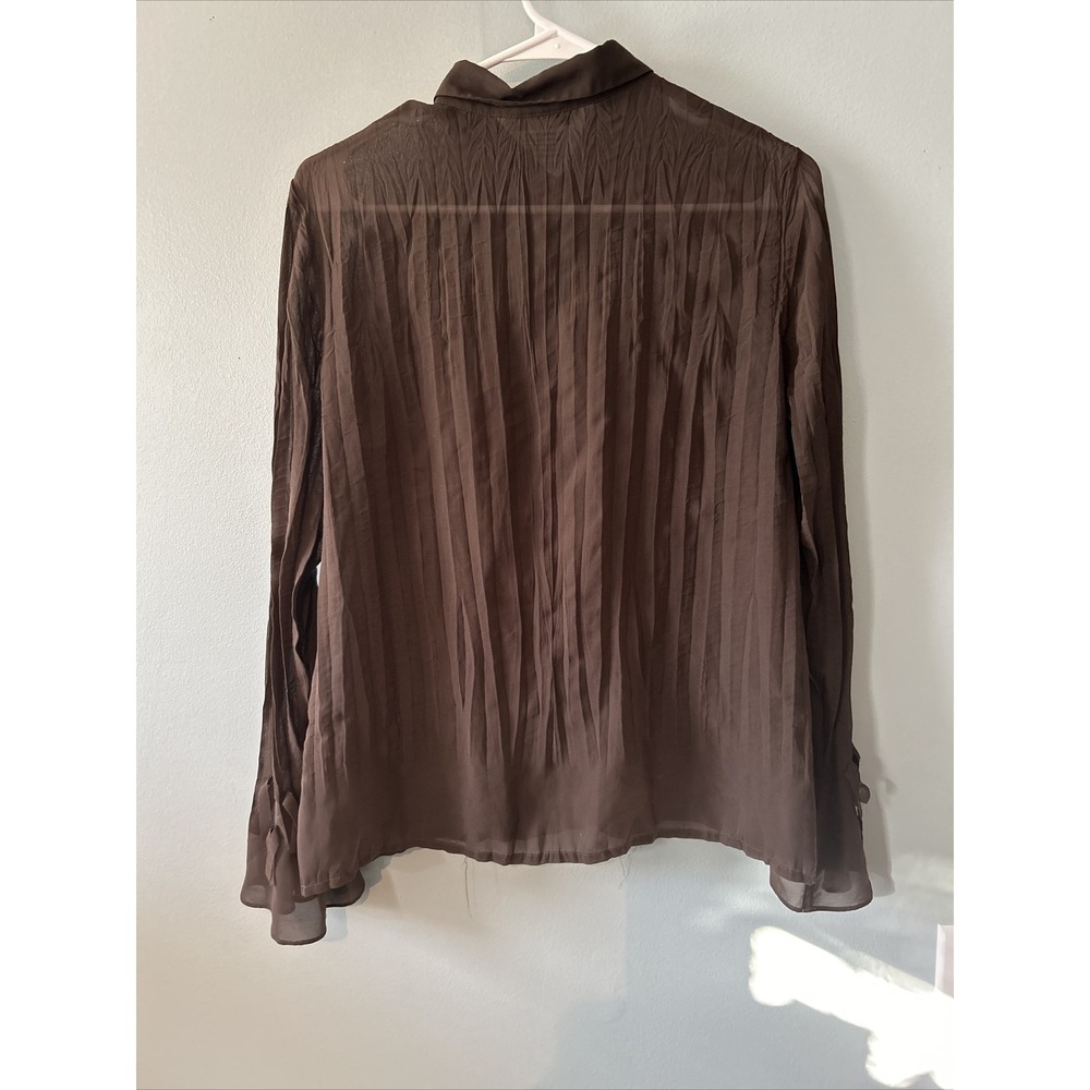 Sheer BrownNotations Long Bells Sleeves Lace Ruffled Vintage Medium Beaded - Picture 4 of 5